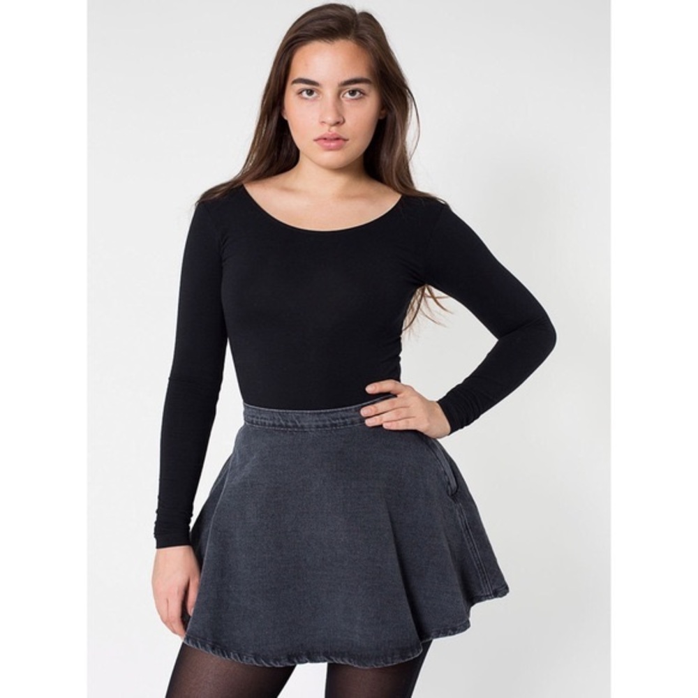American Apparel Grey Denim Circle Skirt Size L